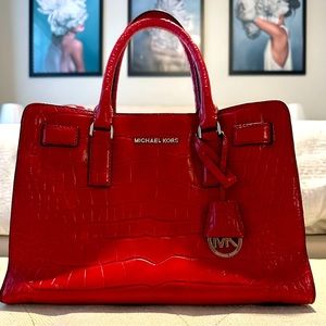 Michael Kors Red Snake Skin Leather Purse